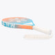 Osaka vision aero padel racket orange and blue and with logo in white. Side view