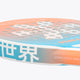 Osaka vision aero padel racket orange and blue and with logo in white. Detail side view