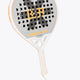 Osaka vision pro padel racket in white and orange with logo in black. Front view