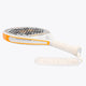 Osaka vision pro padel racket in white and orange with logo in black. Side view