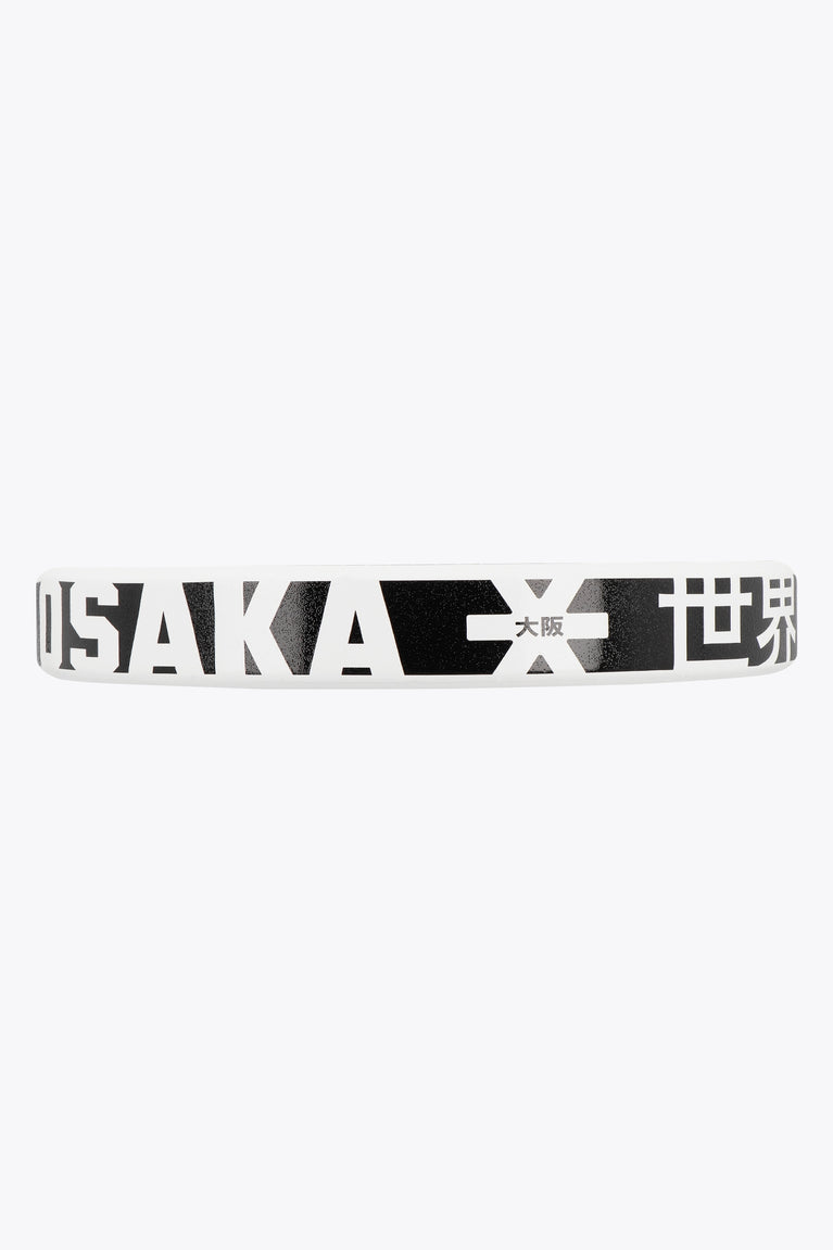 Osaka pro tour LTD padel racket white and black. Detail side logo view