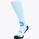 PJB Field Hockey Socks in sky blue with Osaka logo in green. Front view