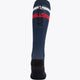 Roeselare Rangers Field Hockey Socks in navy with Osaka logo in green. Back view