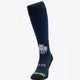 Egara Socks in navy with Osaka logo in green. Front view