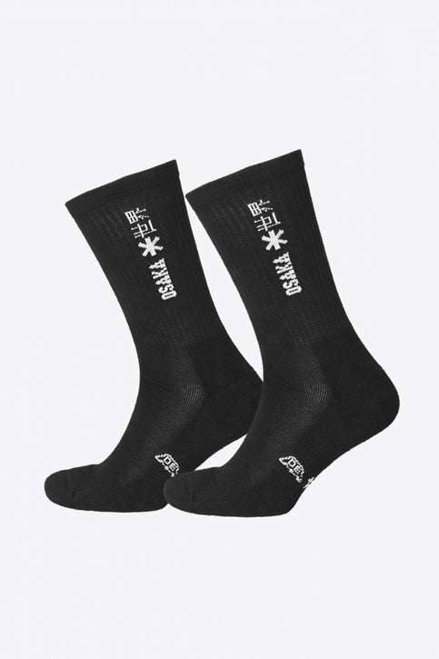 Osaka Sports Socks Duo Pack in Black. Front view