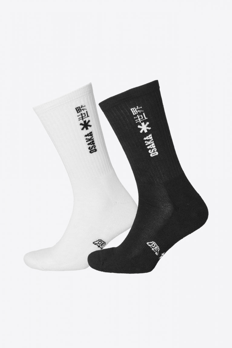 Osaka Sports Socks Duo Pack in White and Black. Side view