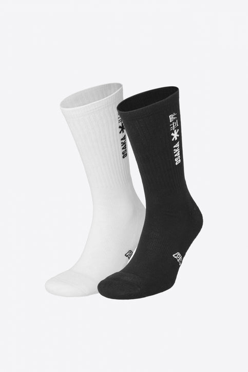 Osaka Sports Socks Duo Pack in White and Black. Front view
