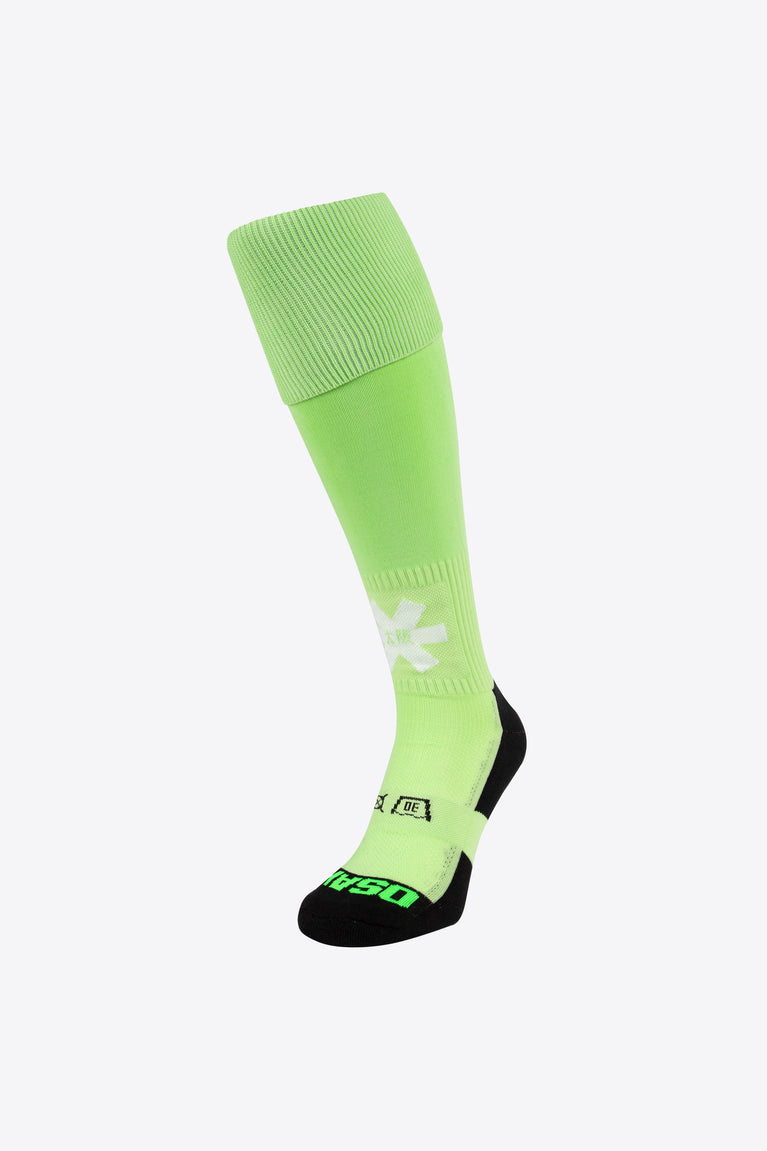 Osaka Field Hockey Socks in neo mint with Osaka logo in green. Front view
