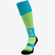 Osaka Field Hockey Socks in neo mint and turquoise with Osaka logo in green. Front view