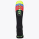Osaka Field Hockey Socks fluo yellow, red and blue with Osaka logo in green. Back view 