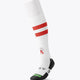 Linkebeek Field Hockey Socks in white and red with Osaka logo in green. Front view