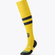 Yellow field hockey socks with two black bands and cushioned black toe/heel