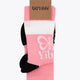 Pastel pink field hockey socks with Yibbi brand tag and pink white stripes