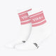 Yibbi sport socks, white with pastel pink stripes and small ankle icons
