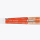 Indoor hockey stick handle section with orange panels and wood-colored grip area