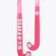 Hot pink indoor hockey stick face view with Osaka text and patterned graphics