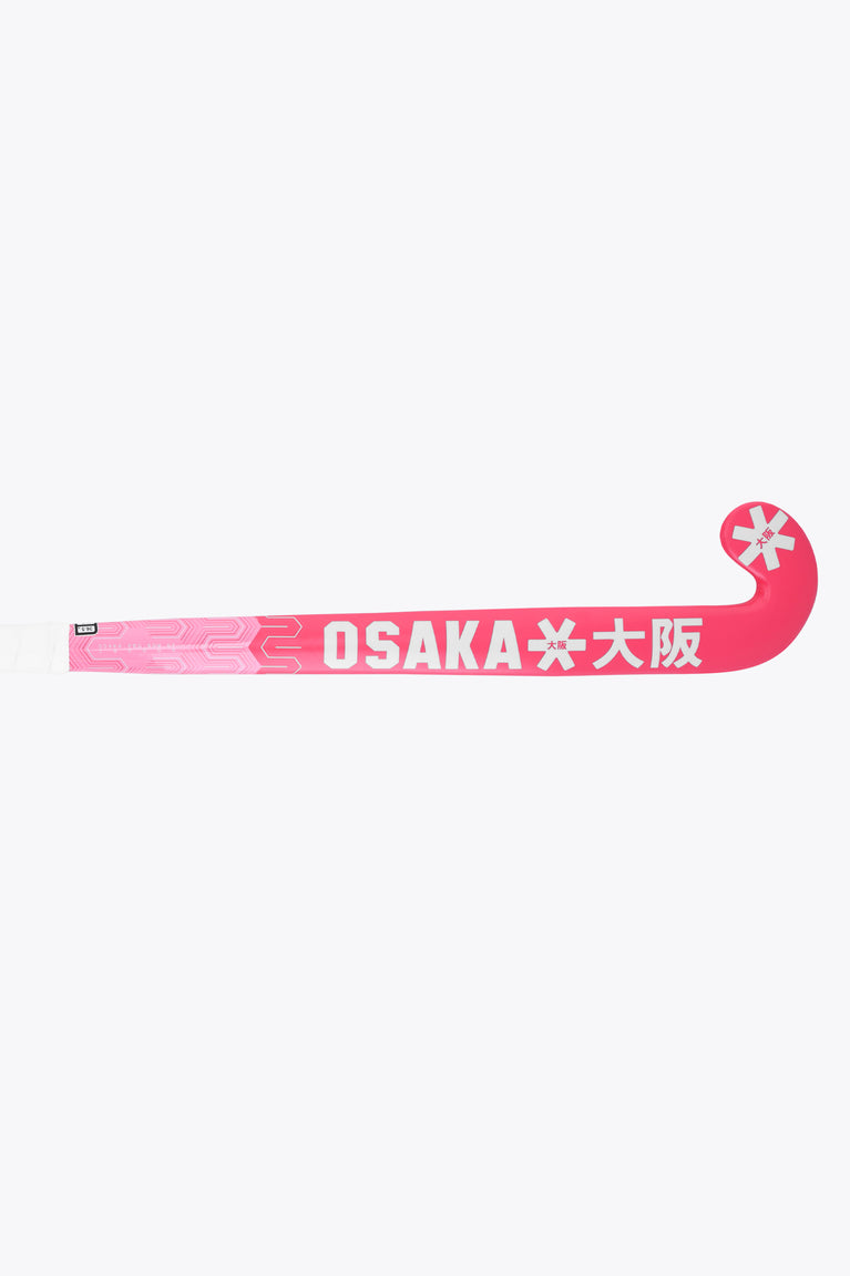 Hot pink indoor hockey stick blade profile with OSAKA logo and star symbol