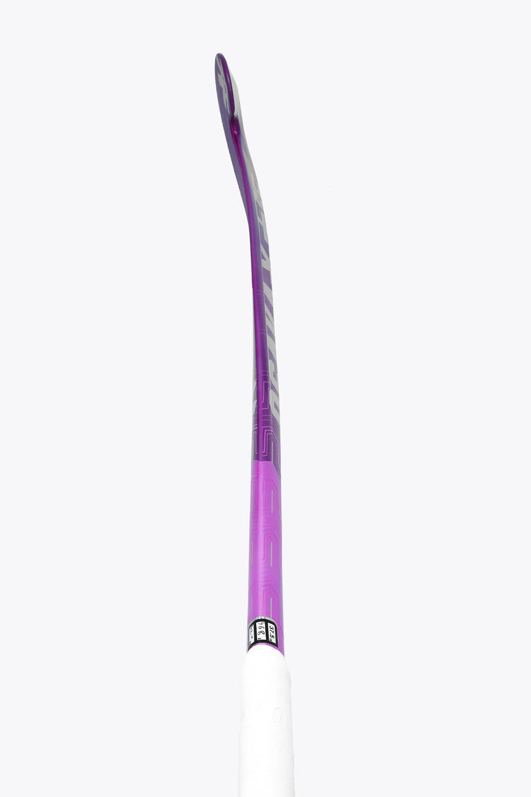 Indoor hockey stick handle and shaft, white stem with purple lower section
