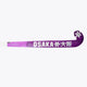 Indoor hockey stick side view, purple blade and OSAKA text on shaft