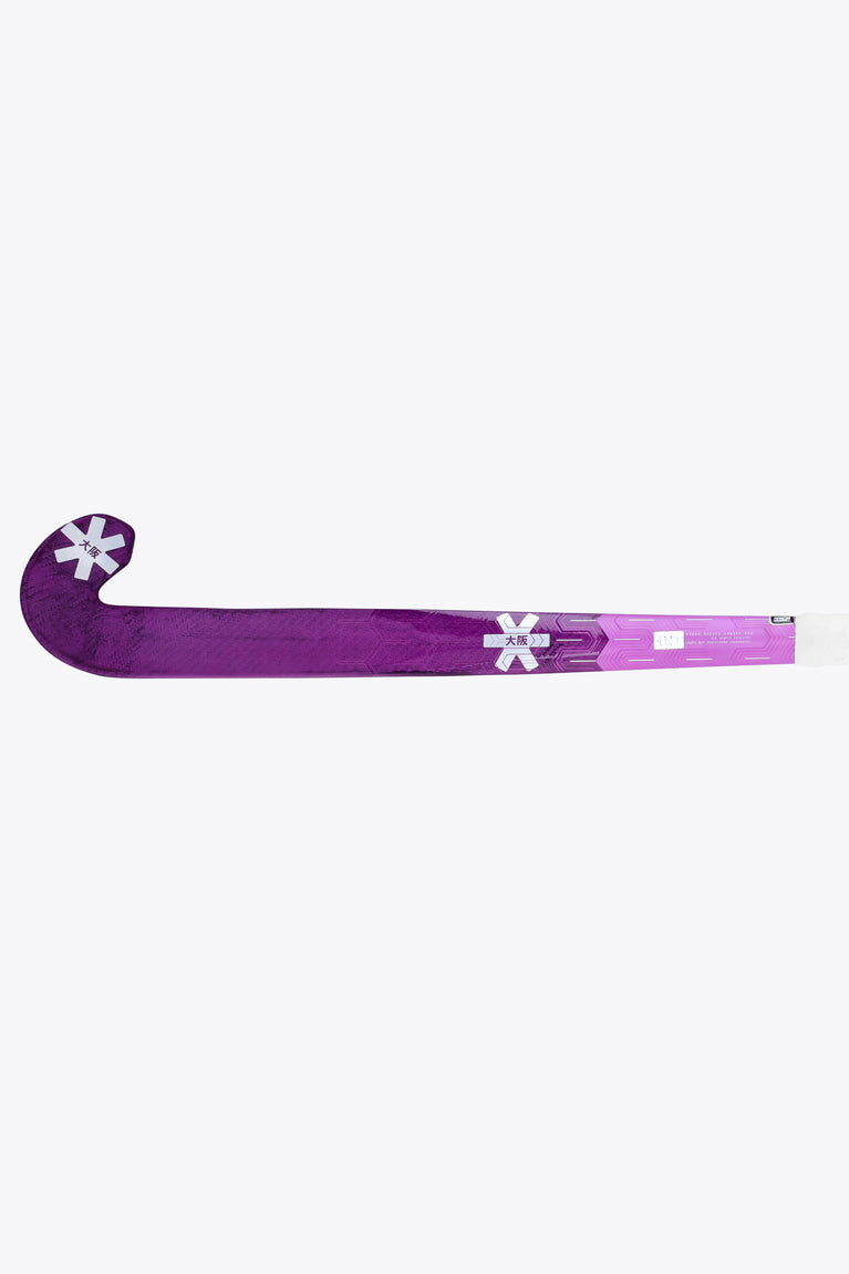 Rose Bud indoor hockey stick with pro-bow curved blade and purple graphics