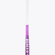 Indoor hockey stick with white shaft; OSAKA text on purple lower grip