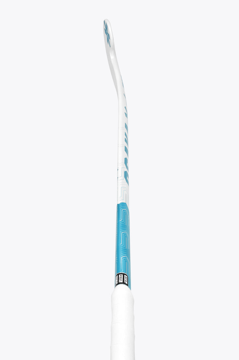 Indoor hockey stick shaft with blue grip wrap and Osaka logo near the handle
