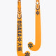 Orange indoor hockey stick showing curved blade and shaft with Osaka graphic print