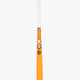 Orange indoor hockey stick with mid-bow curve and geometric Tiger-style graphics