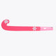 Hot pink field hockey stick blade with angled face and Osaka graphics