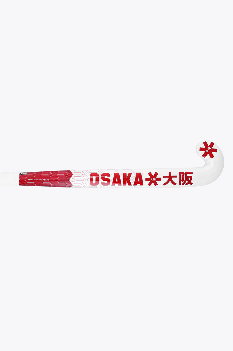Osaka field hockey stick, hot pink and white with Osaka text on shaft.