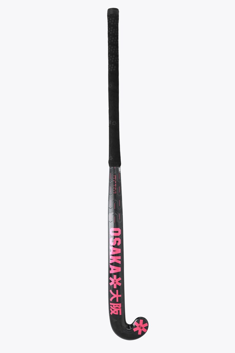 Black field hockey stick shaft with hot pink grip and star accent