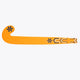 Orange field hockey stick blade side with geometric trim and star symbols
