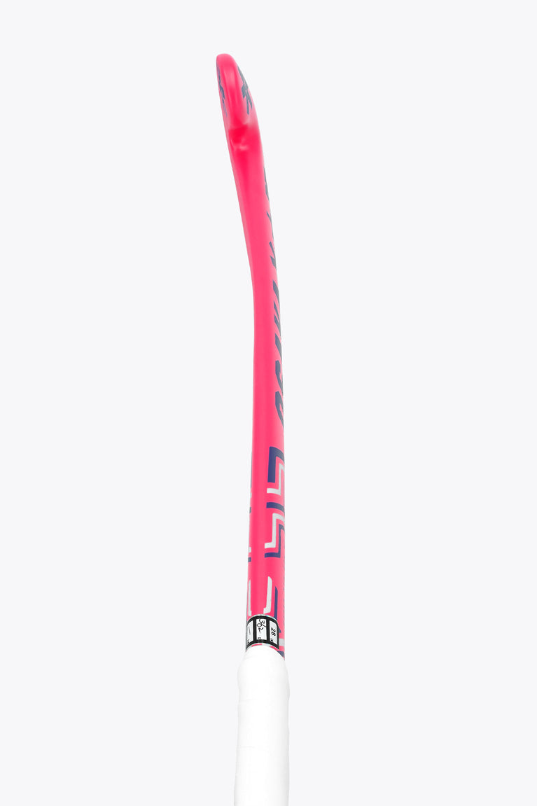 Hot pink field hockey stick handle with white end cap