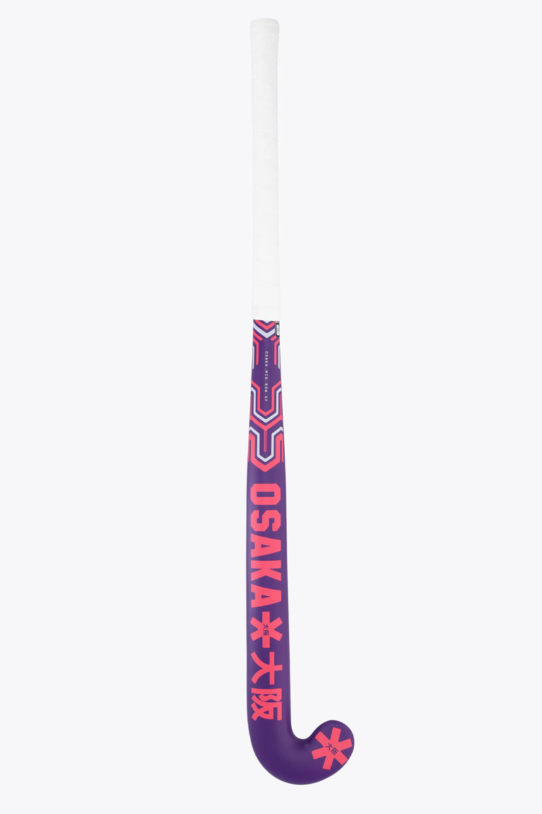 Royal purple stick with white grip and red OSaka branding on the shaft.