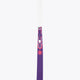 Royal purple hockey stick with red graphic band and curved head, white grip visible.