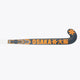 Field hockey stick mid-shaft, dark gray with orange 'OSAKA' lettering and logos