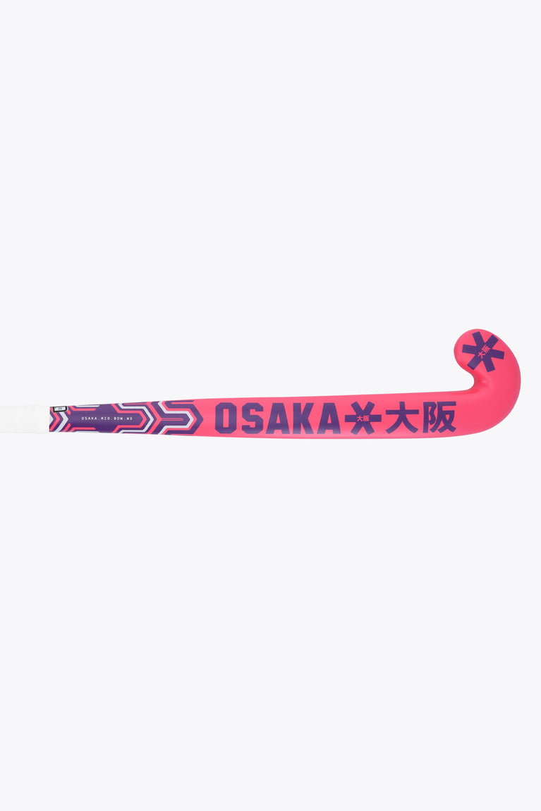 Osaka field hockey stick, hot pink, mid bow with curved head