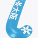 Blue topaz mid-bow field hockey stick head with Osaka text and star graphics