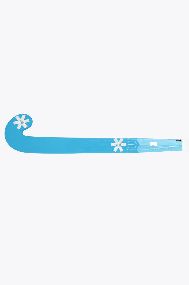 Blue topaz mid-bow field hockey stick blade with star icon and patterned details