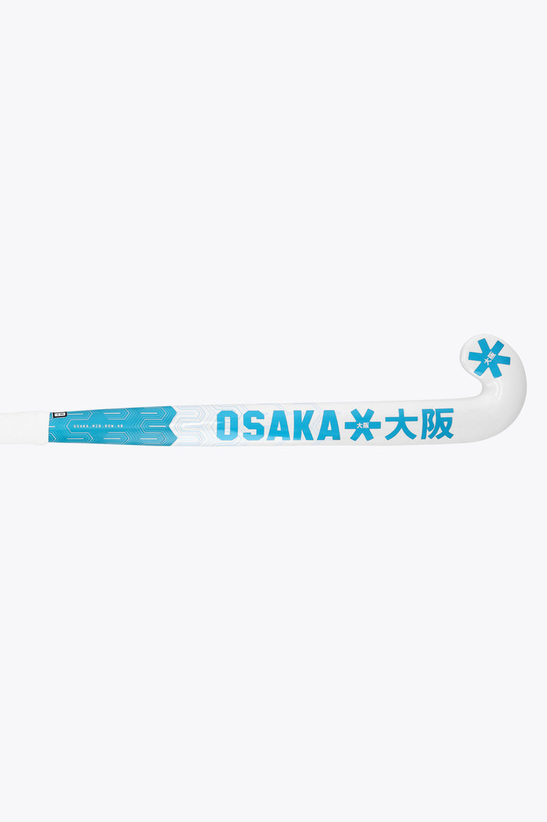 Osaka field hockey stick with white stick blade showing blue OSAKA lettering