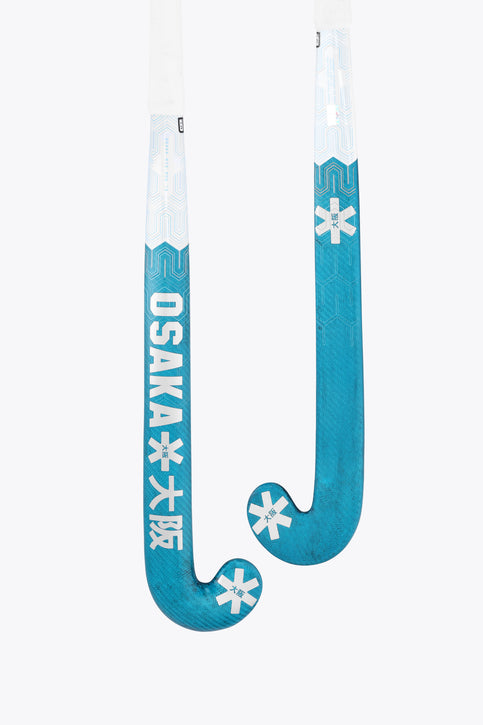 Teal blue hockey stick head with OSaka branding and white snowflake markings on blade