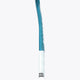 White hockey stick shaft with light teal top and small printed logo detail