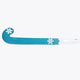 Teal and white mid-bow field hockey stick with snowflake emblems on the blade