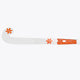 Orange and white field hockey stick with curved head and orange end accents