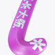 Rose Bud field hockey stick, close-up of purple blade with Osaka text and icon
