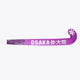 Rose Bud field hockey stick, purple blade edge with OSaka lettering and symbols