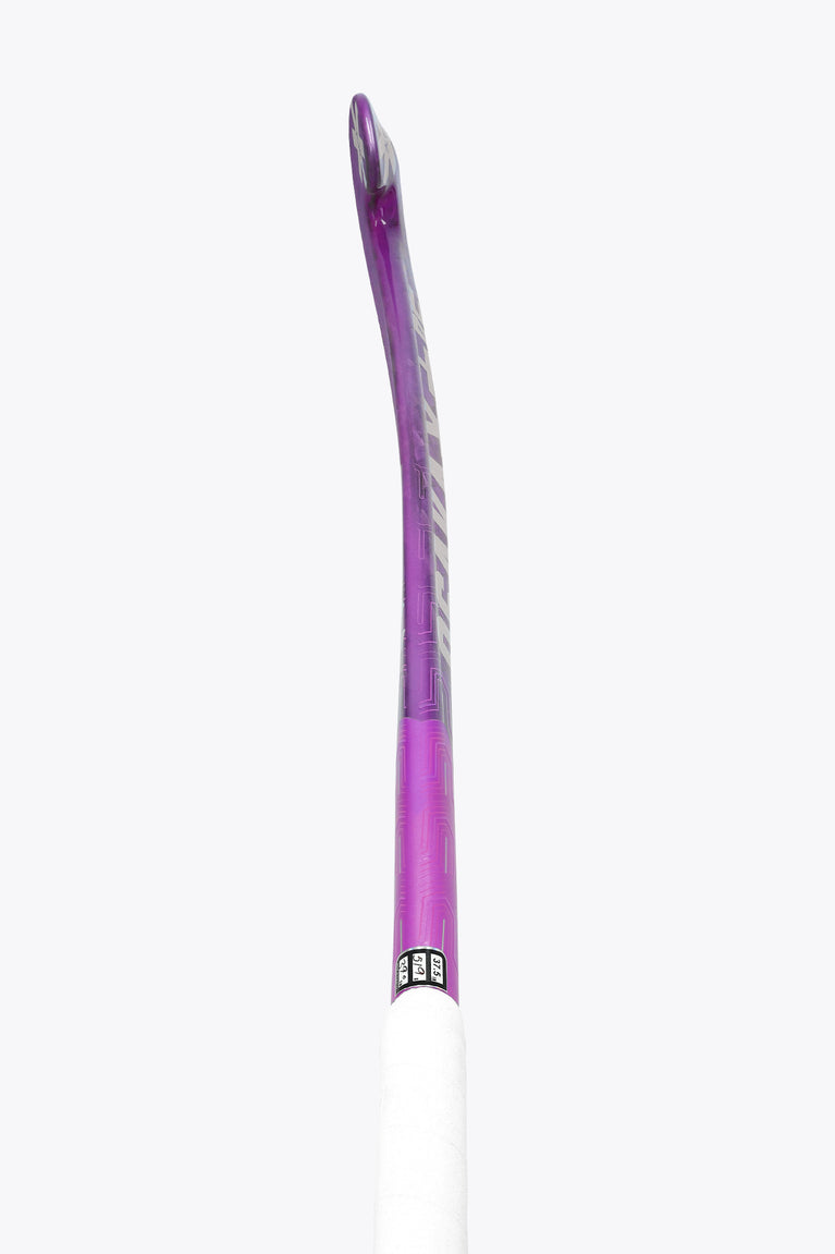 Rose Bud field hockey stick shaft, side view with smooth grip and graphics