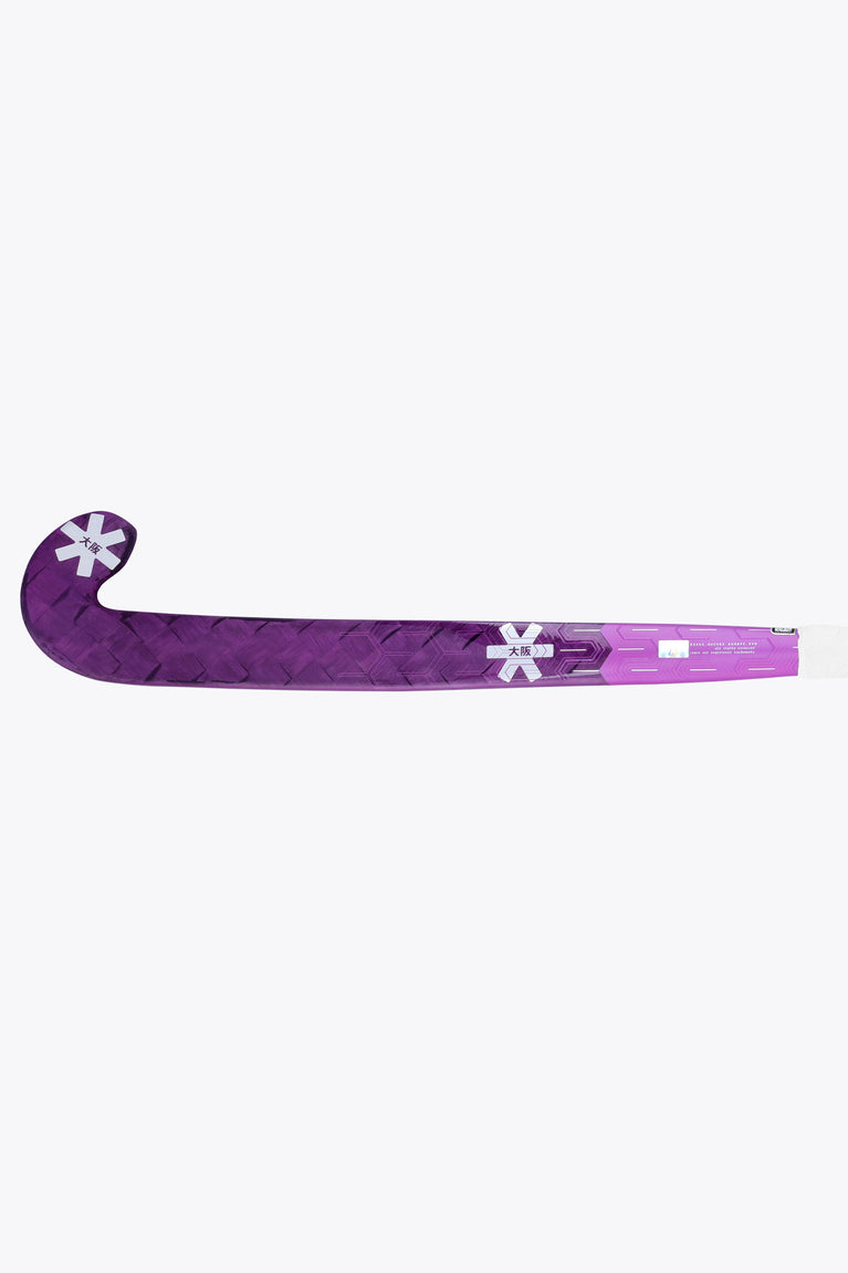 Rose Bud field hockey stick with curved end and textured purple blade