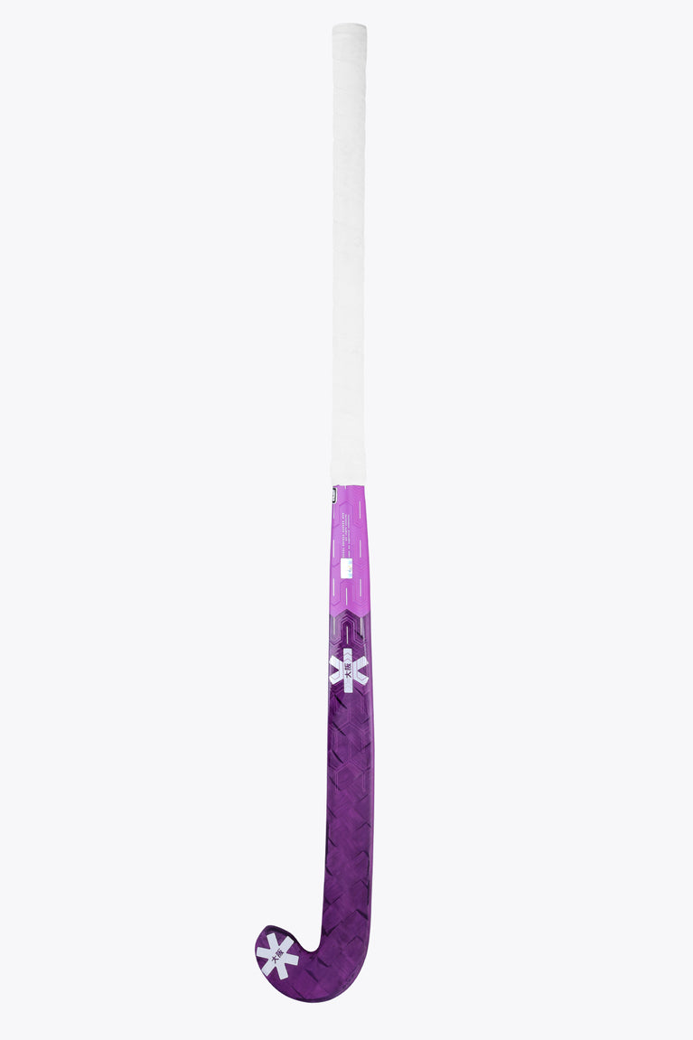 Rose Bud field hockey stick blade and shaft, vertical view with patterned grip