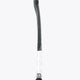 Field hockey stick shaft with black cap and white graphic panel, side view